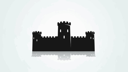 Silhouette of a Medieval Castle with Towers and Battlements. © Keyu