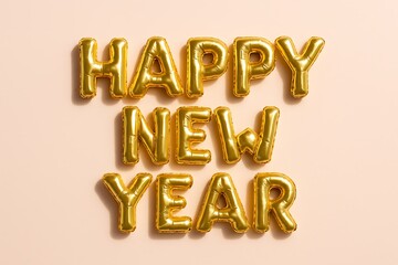 Luxury gold balloon composition on a deep black backdrop for New Year