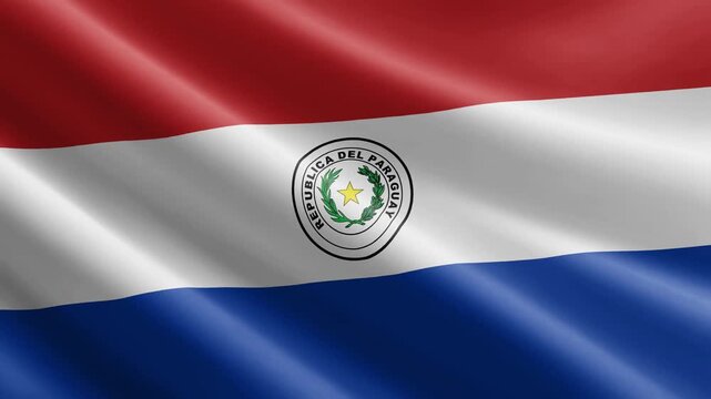 Paraguay Waving Flag Animation with Realistic Silk Texture Loop