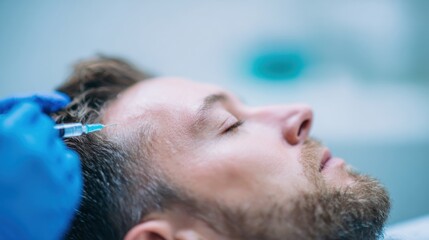 Naklejka premium Man receiving a cosmetic injection in a clinic setting