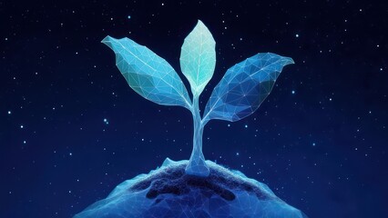 Digital sprout against a starry night