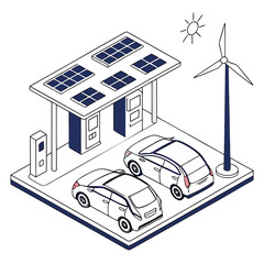 Solar powered electric vehicle charging station with wind turbine