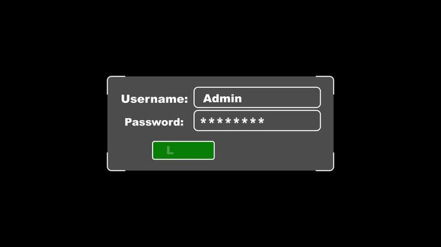 Simple login screen interface with username and password fields on a dark gray background image photo