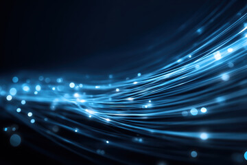 Data flow background blue light trail abstract technology digital wave glowing particle motion line network energy futuristic mood