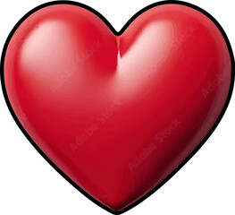 Red 3D Heart Symbol on White Background