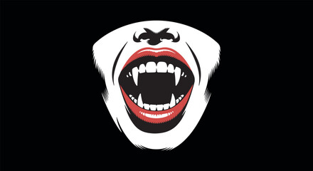 Vampire Mouth Illustration with Fangs and Red Lips