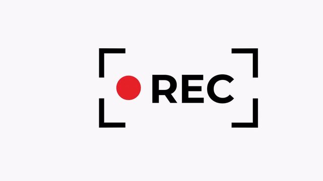 Displays a rec icon with a red dot and brackets, suitable for technology websites, social media platforms, or design projects.
