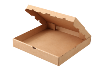 cardboard pizza box packaging isolated on transparent background