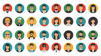 Diverse Collection of User Profile Avatars Representing People.