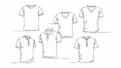 Naklejka premium Collection of six different styles of t-shirts and polo shirts.