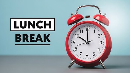 Time for lunch break with red alarm clock
