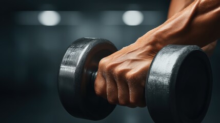 Close-up of Hand Holding Dumbbell in Gym