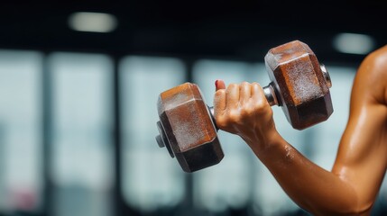 Woman's Hand Gripping Dumbbell During Workout