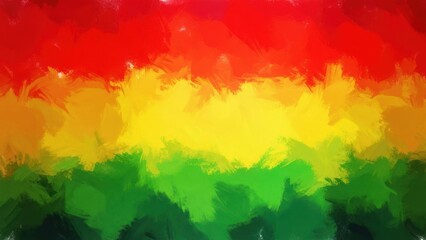 Fototapeta premium Abstract colorful painting with red, yellow, and green brush strokes on a white background.