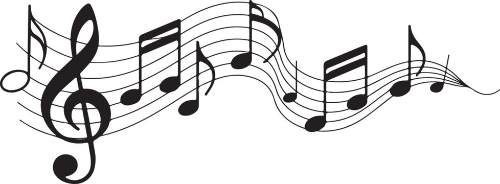  An illustration depicting a wavy musical staff with notes, creating a sense of movement and melody.