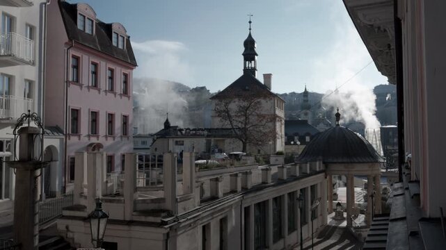 Karlovy Vary Historic Spa Town in Czech Republic &ndash; Scenic European City Footage