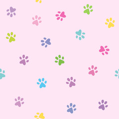 Cute little pet paws seamless pattern background