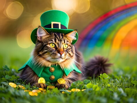 Cat celebrating st. patrick's day