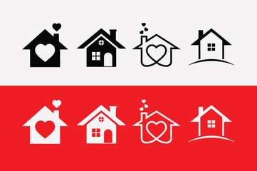 Obraz premium Heartwarming house icons with love symbols