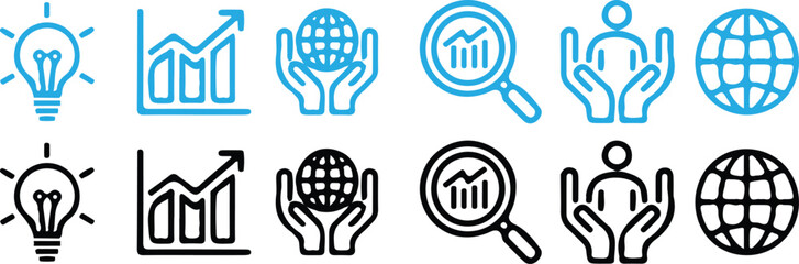 social responsibility icons bule black vector set illustration design business growth ethics