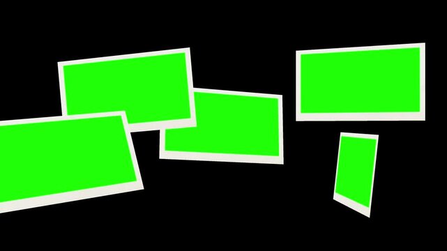 blank photo frames on green screen