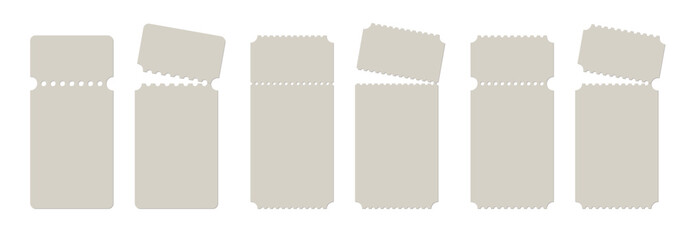 Paper tickets templates, ticket mockup set - vector