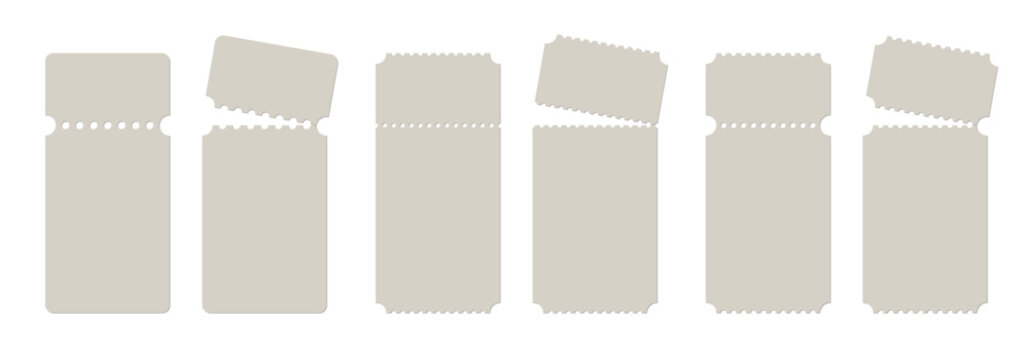 Paper tickets templates, ticket mockup set - vector
