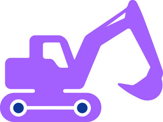 Purple excavator icon with tracks and boom © RhythmCraft