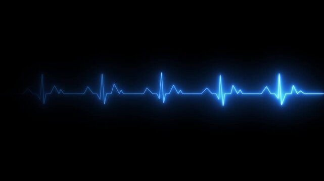 Abstract neon heartbeat signal icon animation background optimized for medical monitoring visuals and futuristic health UI design