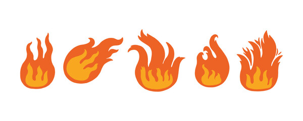 Fire Flame Hot Icon. Doodle Steam Smoke Logo. Vector Illustration