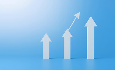 Digital blue background with upward arrows and financial graphs representing growth in the stock market or finance industry arrow up growth icon success illustration business chart direction increase