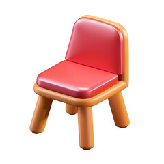 Cute Red Chair Icon Isolated on Transparent Background