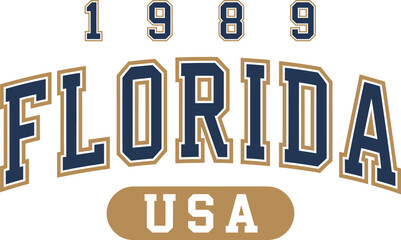 Vintage 1989 Florida USA Collegiate Athletic Typography and University Sports