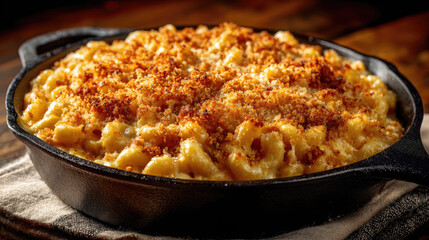 Baked macaroni and cheese with crispy breadcrumb
