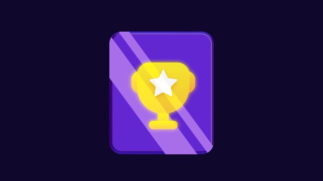 The gold trophy icon on a purple square celebrates a significant accomplishment or the successful completion of a challenging milestone in a game
