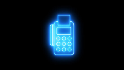 Sleek Neon Blue Payment Terminal Icon for Fast and Secure Credit Card Transactions in Digital Age