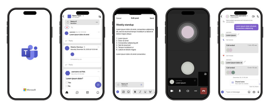 Microsoft Teams mobile workspace interface presenting collaborative chat streams project channels threaded discussions meeting calls message drafting panels and enterprise communication flow