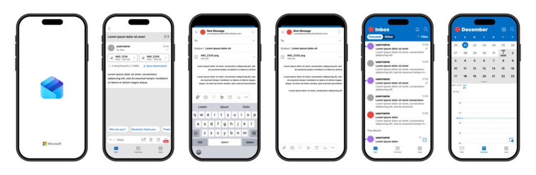 Microsoft Outlook mobile application interface showing email inbox threaded messages calendar view search keyboard input and productivity focused communication workflow
