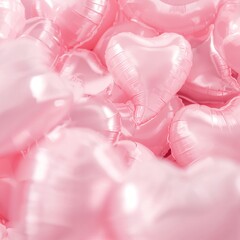 Pink Heart Balloons Fill the Space, Creating a Festive Atmosphere for a Gathering or Celebration