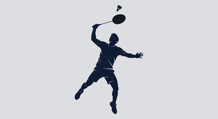 A badminton player in mid swing preparing to smash the shuttlecock a striking silhouette © ArtBySalea07