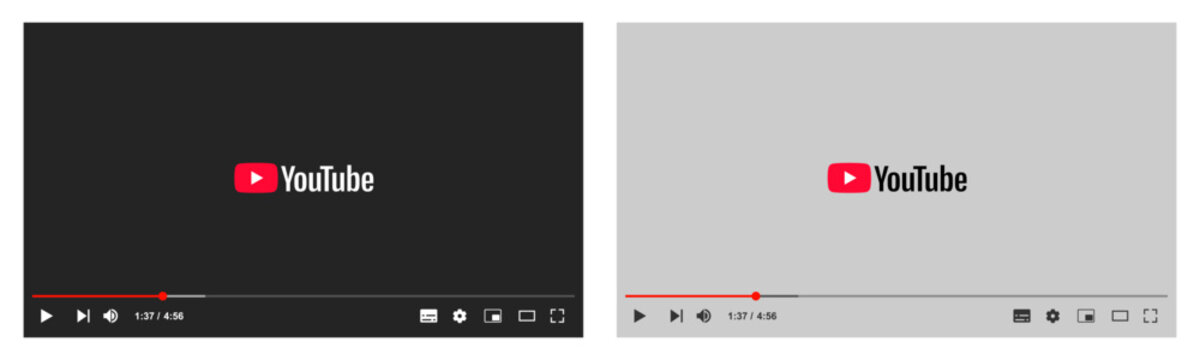 YouTube video player mockup, multimedia video player with play button, play video window with navigation icons