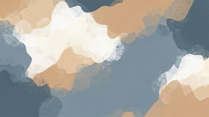 Soft watercolor clouds in sand and slate blue blend with textured overlays, creating a dreamy atmospheric abstract background perfect for modern posters, wallpapers and minimalist branding.