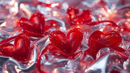 Gift Box With Ribbon and Rose Surrounded by Pink Petals on a Table Setting