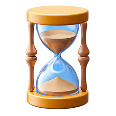 Hourglass Timer with Flowing Sand Isolated on Transparent Background