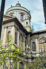 Abandoned historic hospital with domed roof