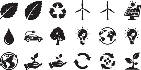 Fototapeta premium Black and white eco icon set graphics