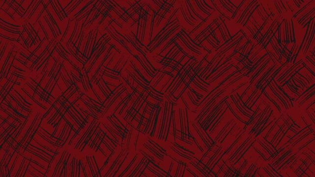 Abstract grunge red background with black textured strokes seamless loop. Dynamic, black sketchy strokes and cross-hatched lines. Looped animation. for VJ visuals, music videos, dramatic titles.