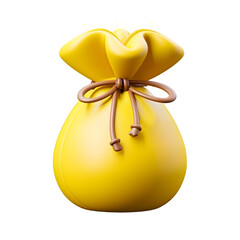 Yellow Money Bag Icon Isolated on Transparent Background