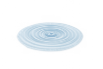 Blue ripple creating concentric circles on water surface with splashing effect, transparent background for design elements