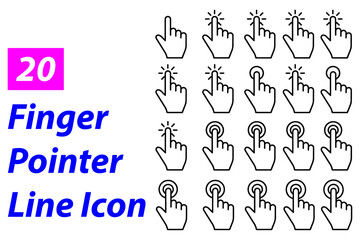 Finger Pointer Line Icon Set &ndash; Vector Outline